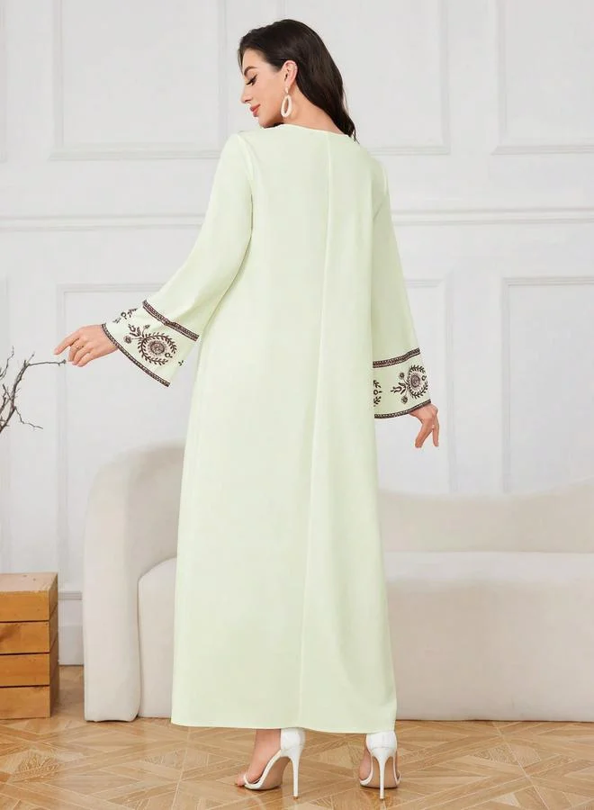 Take Two Embroidered Long Sleeve A-Line Jalabiya