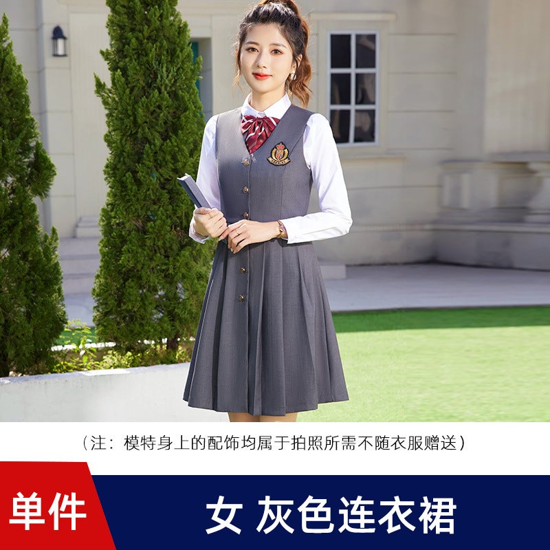 College Style Professional Vest Suit For Men And Women, Formal Long-Sleeve Shirt, El Front Desk Work Uniform, New Fashion For The Workplace - Image 1