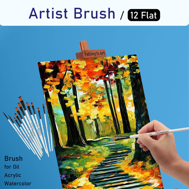Falling in Art Paint Brushes Set, 12 PCS Nylon Professional Flat Paint Brushes for Watercolor, Oil Painting, Acrylic, Face Body Nail Art, Crafts, Rock Painting - Image 5
