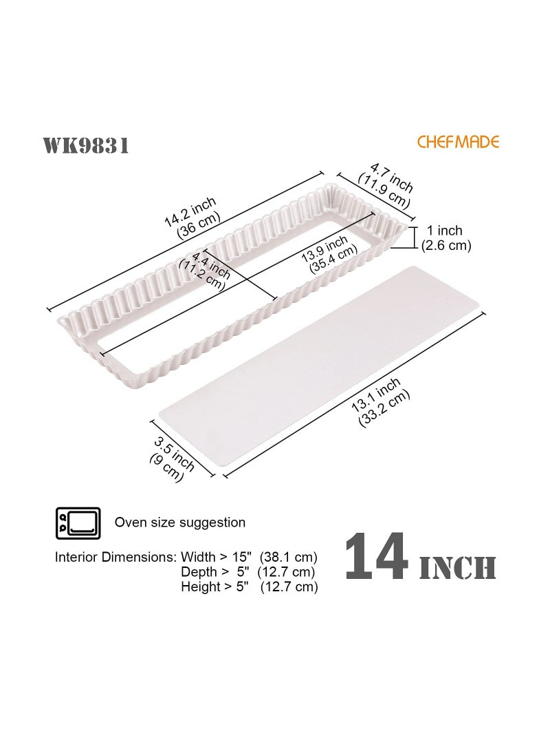 chefmade Rectangle Tart Pan 14 Inch with Removable Loose Bottom - Image 2