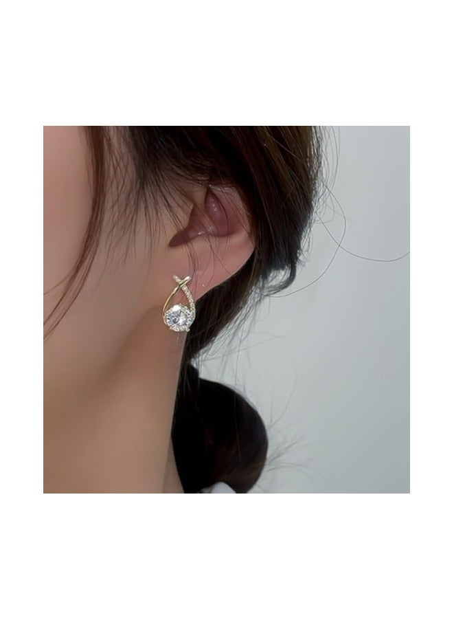 Earrings Ins Luxury Stylish Diamond Ear Studs S925 Silver Needle for Women Girls Gold - Image 4
