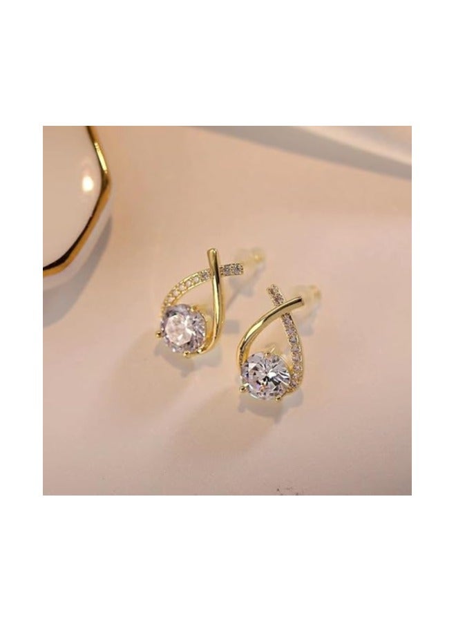 Earrings Ins Luxury Stylish Diamond Ear Studs S925 Silver Needle for Women Girls Gold - Image 5
