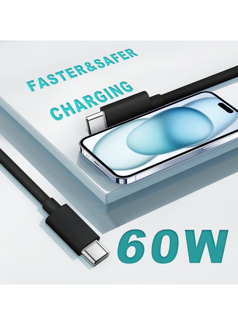 MIXDE - USB C to USB C Cable, USB C Charger Cable, Apple USB C Cable, 60W USBC Type C Fast Charging Cable Compatible with for Apple iPhone 15 Pro Max, ipad Pro 12.9 Air Mini MacBook Air, Black - Image 1