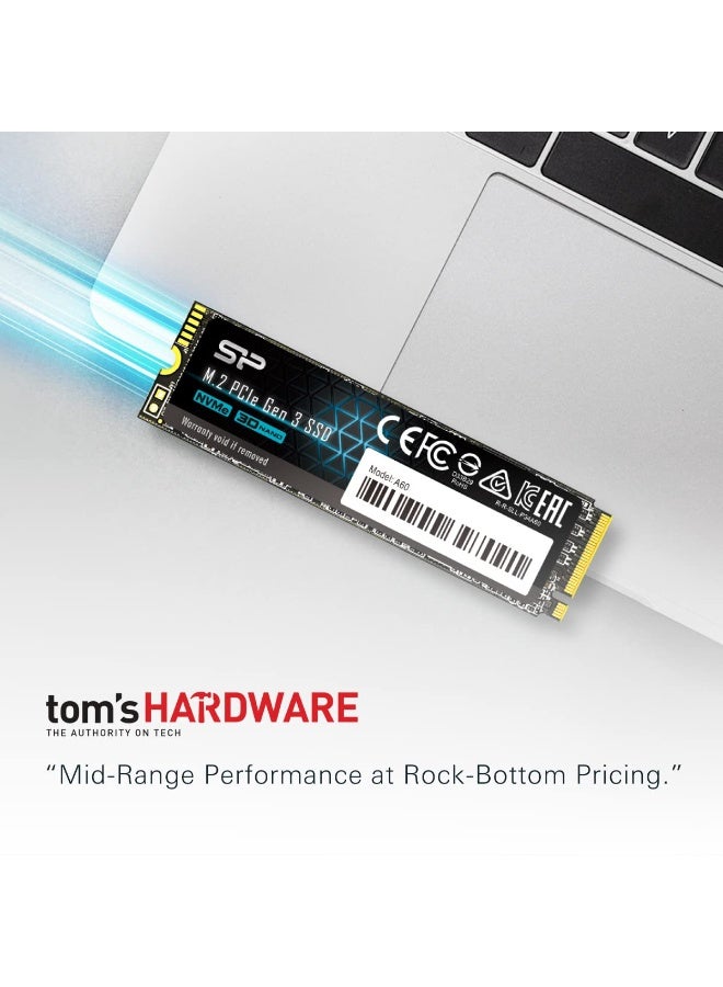 سيليكون باور محرك أقراص الحالة الصلبة Silicon Power P34A60 NVMe M.2 2280 SSD سعة 256 جيجابايت - PCIe Gen3x4، سرعة قراءة تصل إلى 2200 ميجابايت/ثانية، محرك أقراص الحالة الصلبة الداخلي ثلاثي الأبعاد NAND - Image 3