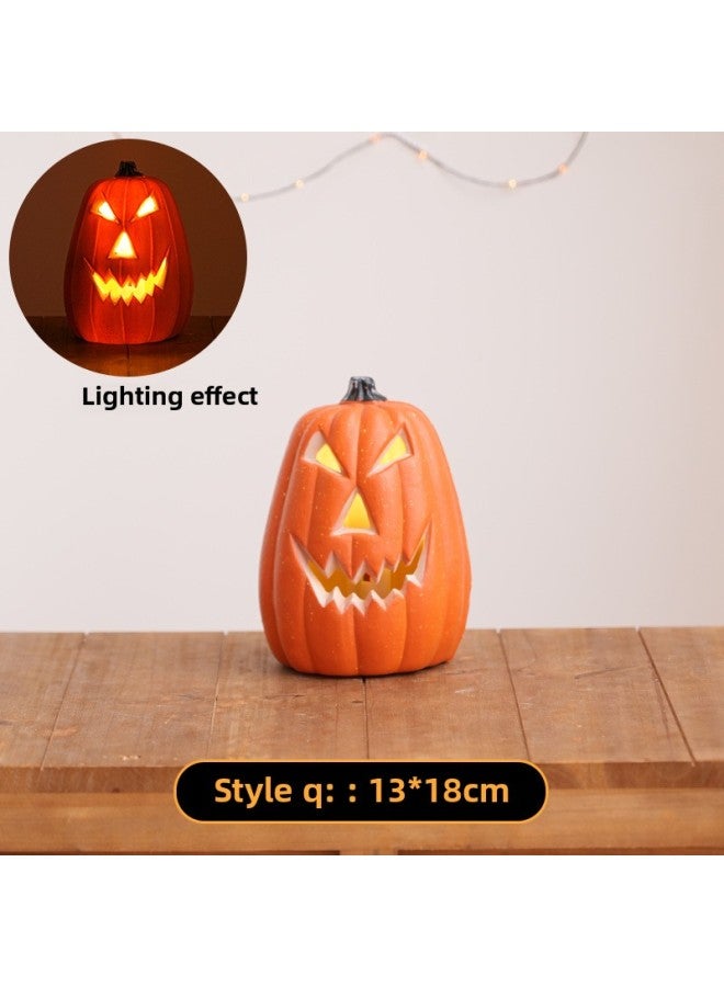 Loquat Decorations Pumpkin Lantern Decorations Theme Scene Arrangement Children's Props Dress Up Ornaments-Color:Q Type 【battery Type】 - Image 1