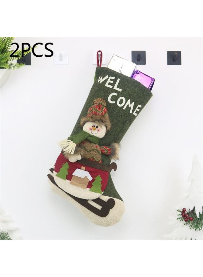 NIBEMINENT Tree Pendant Decoration Snowman Pattern Sock Gift Bag Multicolour - Image 1