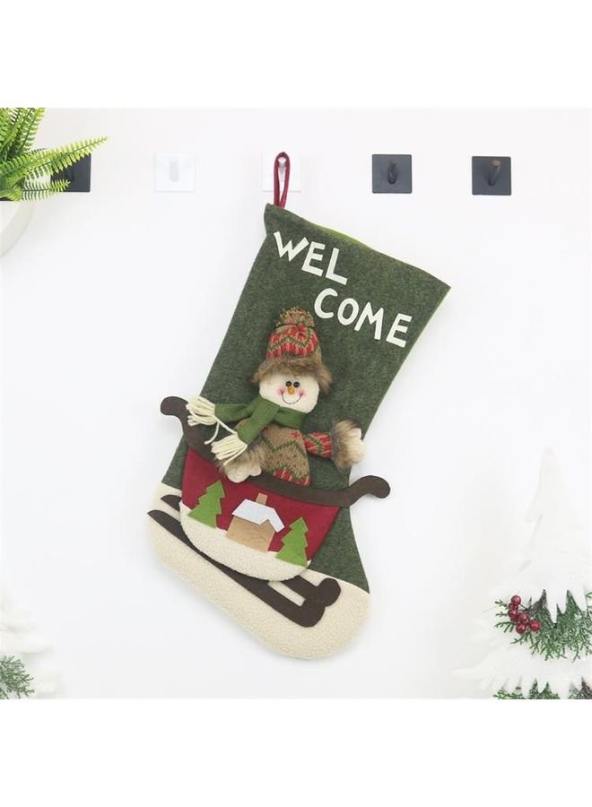 NIBEMINENT Tree Pendant Decoration Snowman Pattern Sock Gift Bag Multicolour - Image 3
