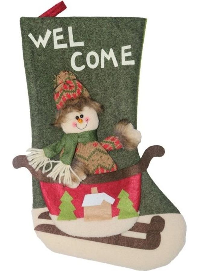 NIBEMINENT Tree Pendant Decoration Snowman Pattern Sock Gift Bag Multicolour - Image 2