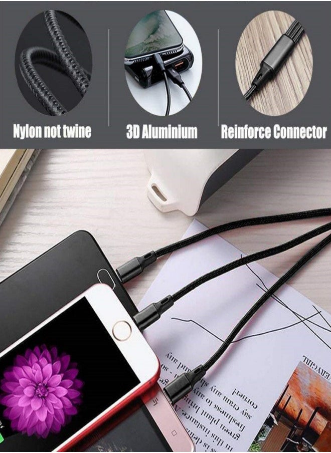 General - (2-pack) 3 in 1 Multi USB Charging Cables for Android & iphone, Random Color（Gold，Black，Silvery） - Image 1