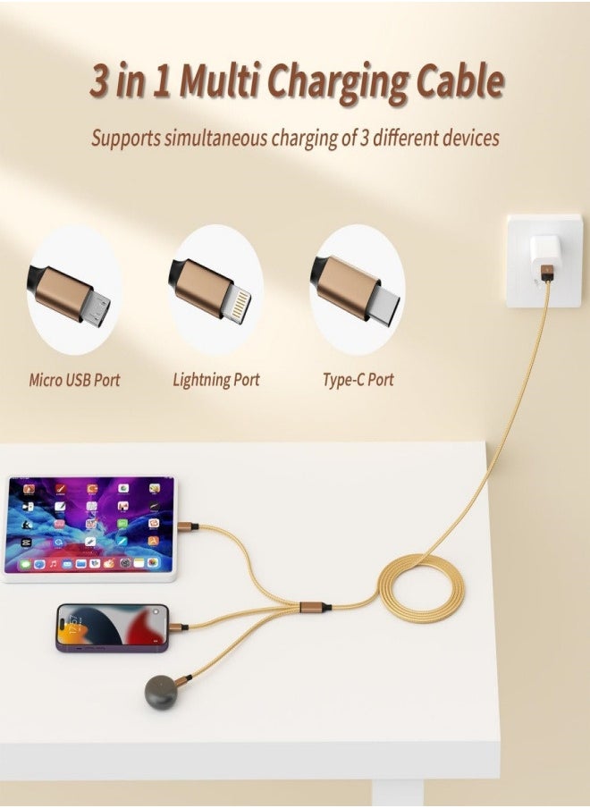 General - (2-pack) 3 in 1 Multi USB Charging Cables for Android & iphone, Random Color（Gold，Black，Silvery） - Image 1
