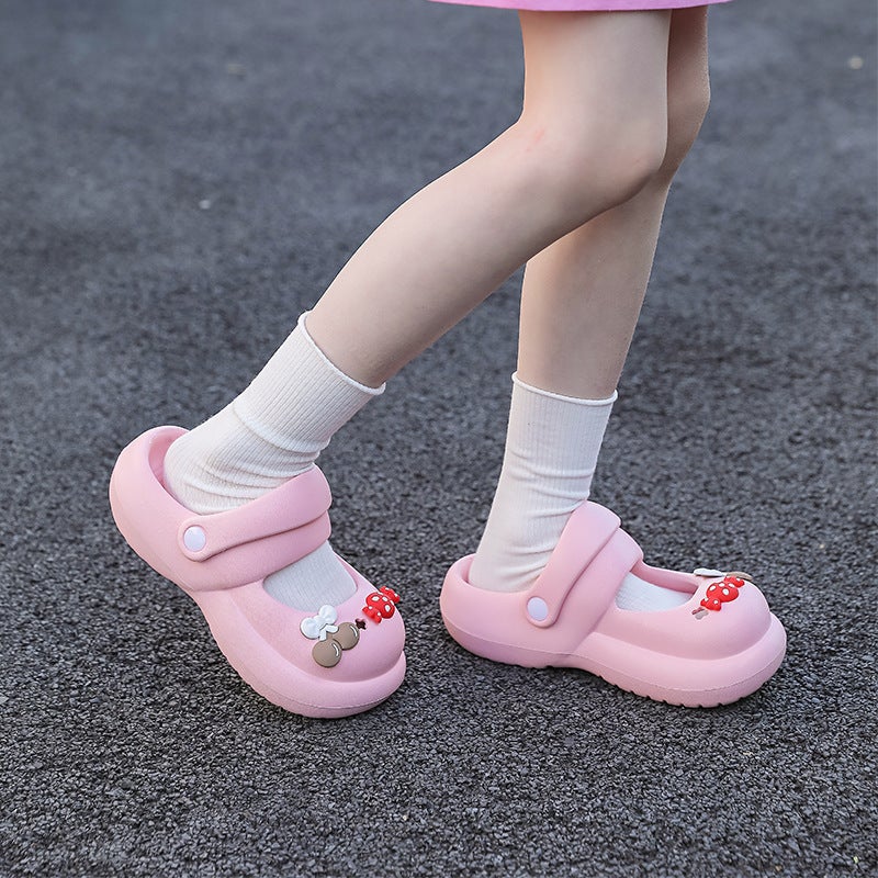 2023 Children'S Shoes Mary Jane Hole Shoes Cute Indoor And Outdoor Slippers Platform Beach Shoes Toe Shoes - Image 4