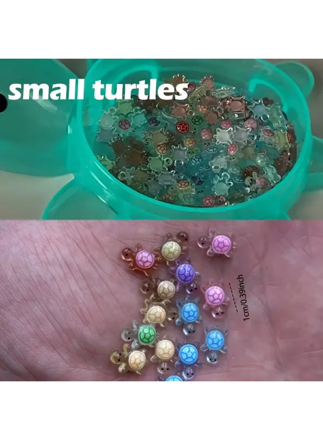 Blue 300Pcs Glow In The Dark Sea Turtle Figurines Resin Garden Miniature Animal Decorations - Image 2
