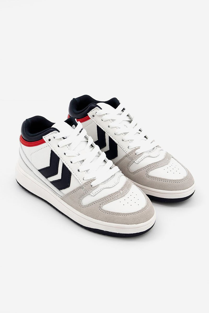 Hummel Kid Boys Minneapolis Mid Cut Lace,Up Casual Shoes, White Combo - Image 1