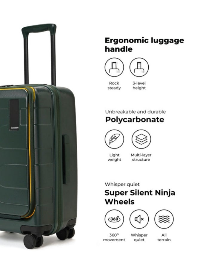 Mokobara MOKOBARA The Em Cabin Pro Polycarbonate Small 8 Spinner Wheel Trolly Hardsided Suitcase With Built In Tsa Lock Travel Suitcase (Green)  - Image 1