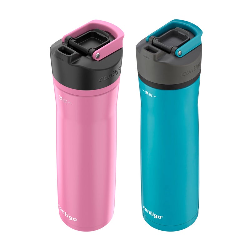 Contigo Cortland Chill 2.0 Stainless Steel Water Bottle with AUTOSEAL Lid 24 oz Juniper and Azalea 2-Pack - Image 2