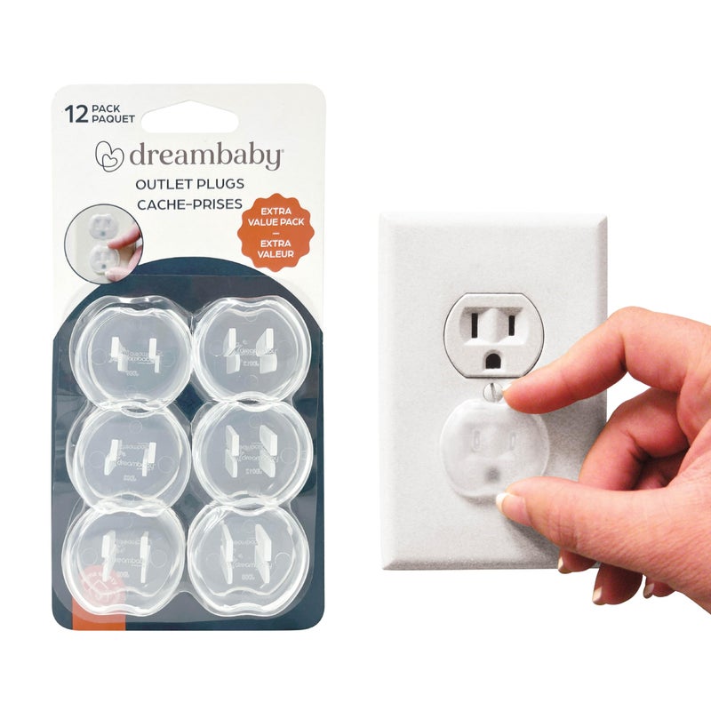 Dreambaby Plastic Baby Safety Outlet Plug Covers - 12 Pack - Outlet Covers Baby Proofing - Image 1