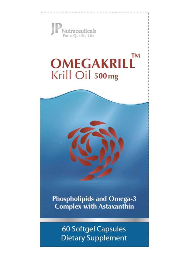 JP Nutraceuticals OmegaKrill Omega 3 Krill Oil 500 mg 60 Capsules  - Image 2