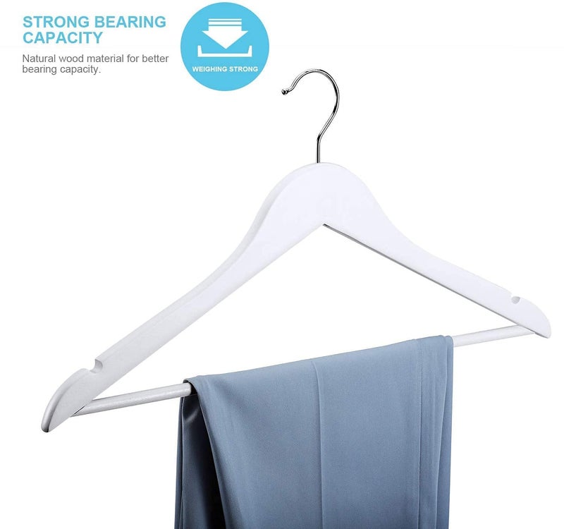 Evolluxi Lotus Wooden Hangers, Solid Wood Shirt Hangers,Dress Coat Jacket Clothes Hangers,with Extra Smooth Finish, 360 Degree Swivel Hook(Retro) (White, 12) - Image 5