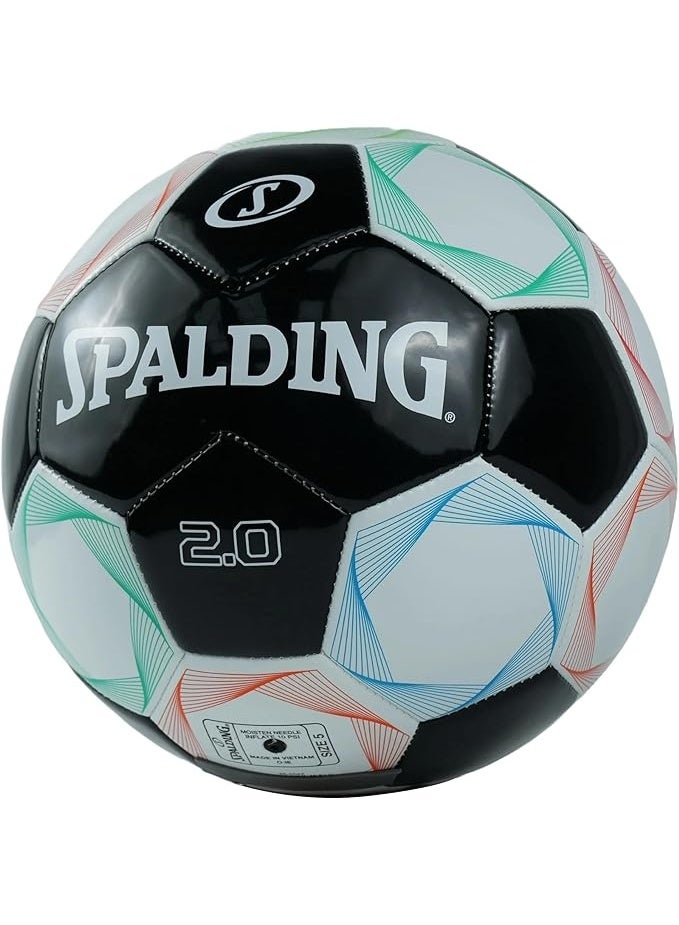 SPALDING 2.0 Soccer Ball, Size 5, Black/Red/White/Blue - Image 2