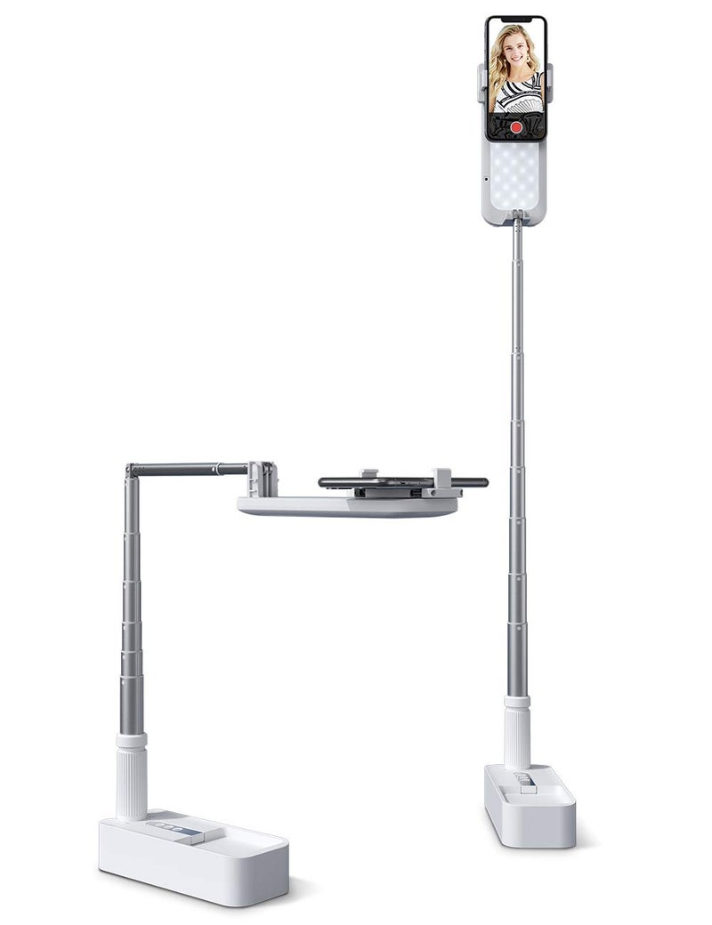 Viozon Extendable Selfie Stand 360° Rotation with Phone Holder, Rechargeable Wireless Foldable 7 Brightness LED Light for Live Streaming/YouTube/Tiktok/Video Recording/Photography/Reading (V6W) - Image 1
