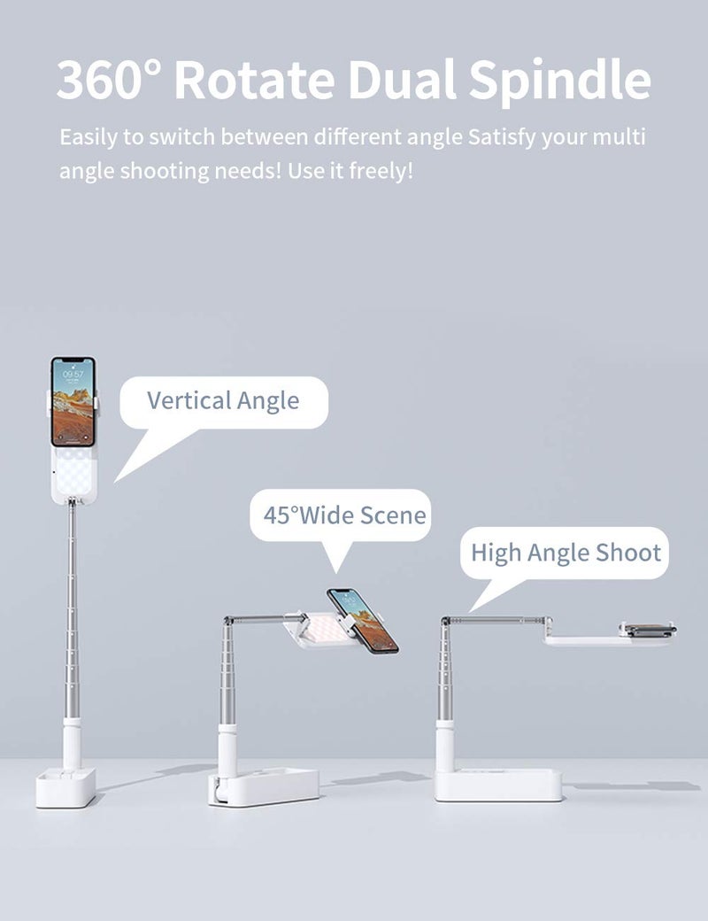 Viozon Extendable Selfie Stand 360° Rotation with Phone Holder, Rechargeable Wireless Foldable 7 Brightness LED Light for Live Streaming/YouTube/Tiktok/Video Recording/Photography/Reading (V6W) - Image 3