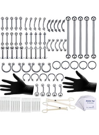 Piercing Kit 14G, 100Pcs 16G Nose Septum Rings Piercing Jewelry for Ear Lip Belly Button Tongue Tragus Cartilage Body Piercing Tools Kit with Piercing Needle Silver - pzsku/Z5D652BA540CF5674A19BZ/45/_/1701699576/d242e95e-8f22-498a-bdd5-4a5eb457b92f