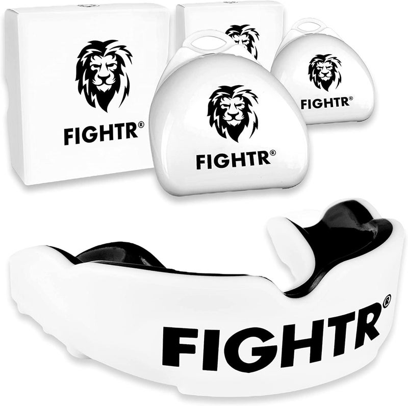 FIGHTR حارس فم ® بريميوم - لتنفس ممتاز وسهولة التركيب | حارس فم رياضي للملاكمة، MMA، كرة القدم، لاكروس، هوكي وغيرها من الرياضات | يشمل صندوق صحي - Image 1