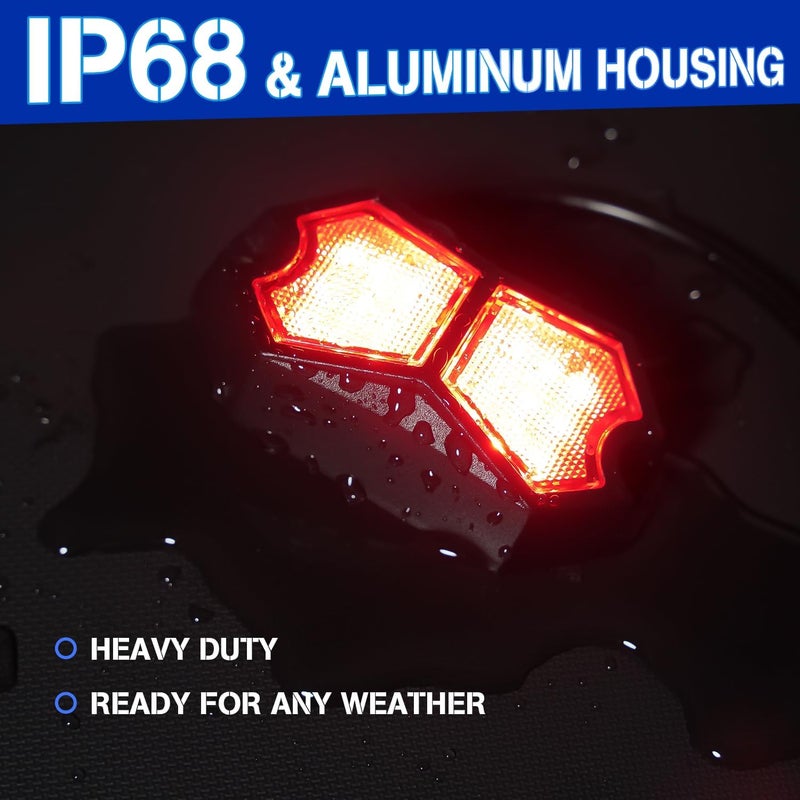 أضواء LED حمراء، وحدتان، زاوية واسعة، مقاومة للماء، ألومنيوم، 12V 24V، لإضاءة الصخور، ضوء الفرامل، ضوء القبة، أرضية القدم، الشبكة الأمامية، الدراجات النارية، UTV، ATV، الإضاءة السفلية، داخل القوارب، داخل عربات الغولف - Image 3