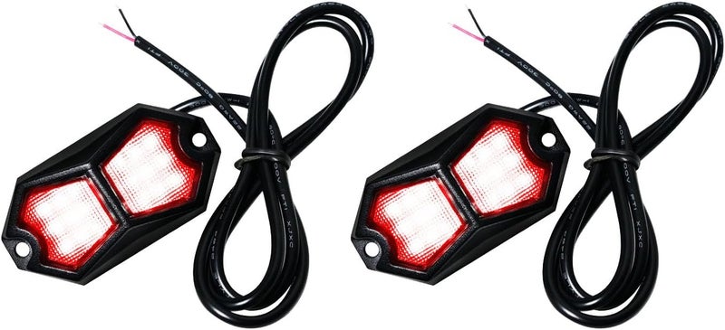 أضواء LED حمراء، وحدتان، زاوية واسعة، مقاومة للماء، ألومنيوم، 12V 24V، لإضاءة الصخور، ضوء الفرامل، ضوء القبة، أرضية القدم، الشبكة الأمامية، الدراجات النارية، UTV، ATV، الإضاءة السفلية، داخل القوارب، داخل عربات الغولف - Image 1