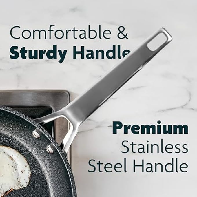 BS HighTech Induction Frypan  28Cm Nonstick Diamond Coated Frying Pan  HeavyGauge Aluminum Skillet With Stainless Steel Handle  Scratch Resistant  Dishwasher  Oven Safe  Made In Italy - Image 5