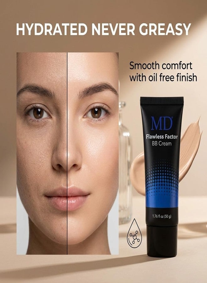MD Flawless Factor BB Cream Sunscreen for Camera-Ready Skin, Brightening Tinted Moisturizer with SPF 35, Waterproof Beauty Balm, 1.76 fl oz - Image 5