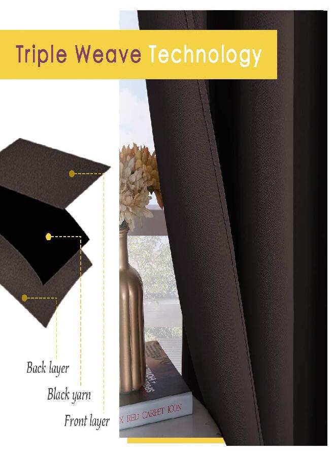 NICETOWN NICETOWN Blackout Draperies Curtains, Energy Smart Thermal Insulated Solid Grommet Blackout Curtains/Drapes Window Panels (2 Panels, 70-inch x 84-inch, Toffee Brown) - Image 2