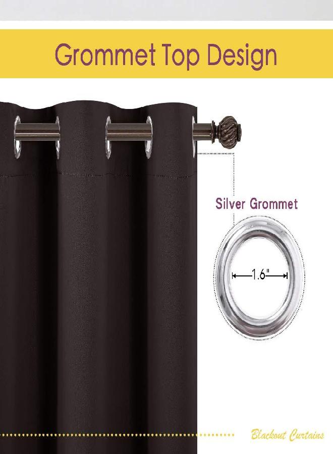 NICETOWN NICETOWN Blackout Draperies Curtains, Energy Smart Thermal Insulated Solid Grommet Blackout Curtains/Drapes Window Panels (2 Panels, 70-inch x 84-inch, Toffee Brown) - Image 1