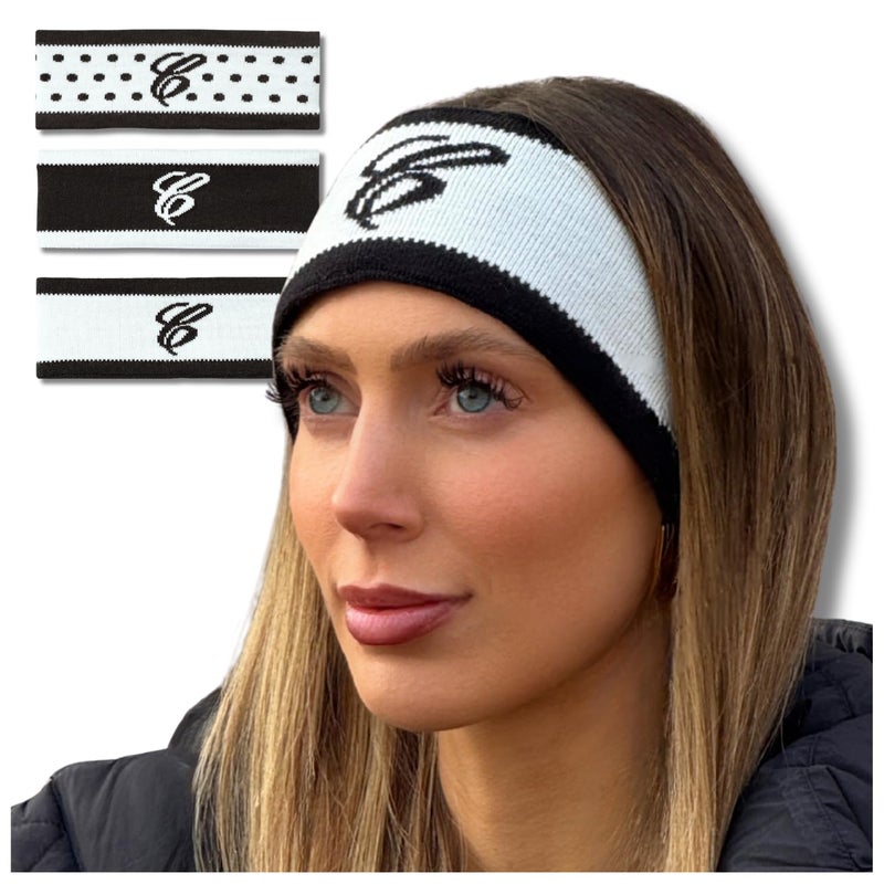CITRUSY Womenâ€™s Winter Headbands | Cute Black & White Fuzzy Snow Ear Muff | Fashion Apres Ski Fleece Wide Headband Ear Warmer for Women | Warm Cozy Inside Fur for Cold Weather | Polka Dot Headband | 3 Pack - Image 1