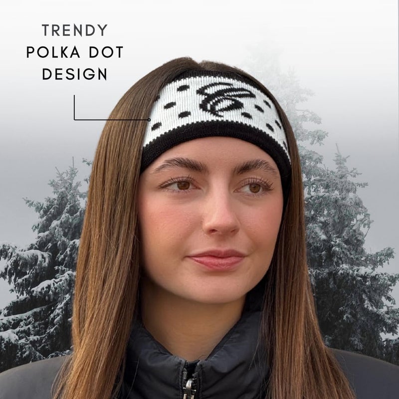 CITRUSY Womenâ€™s Winter Headbands | Cute Black & White Fuzzy Snow Ear Muff | Fashion Apres Ski Fleece Wide Headband Ear Warmer for Women | Warm Cozy Inside Fur for Cold Weather | Polka Dot Headband | 3 Pack - Image 5