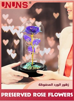UNUNS Colorful Artificial Flower Rose Gift,LED Light Forever Rose Birthday Gifts For Women Mom Grandma Wife,Rose Flower In Glass Dome,Timeless Beauty,Unique Gifts For Mother's Day/Birthdays,Purple  - Image 4