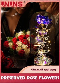 UNUNS Colorful Artificial Flower Rose Gift,LED Light Forever Rose Birthday Gifts For Women Mom Grandma Wife,Rose Flower In Glass Dome,Timeless Beauty,Unique Gifts For Mother's Day/Birthdays,Purple  - Image 3