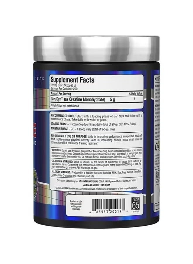 ALLMAX Creatine Monohydrate Powder 100g CreaSyn Pharmaceutical Grade Unflavoured Muscle Size Strength Training Supplement 5g Per Serving 20 Servings - Image 4
