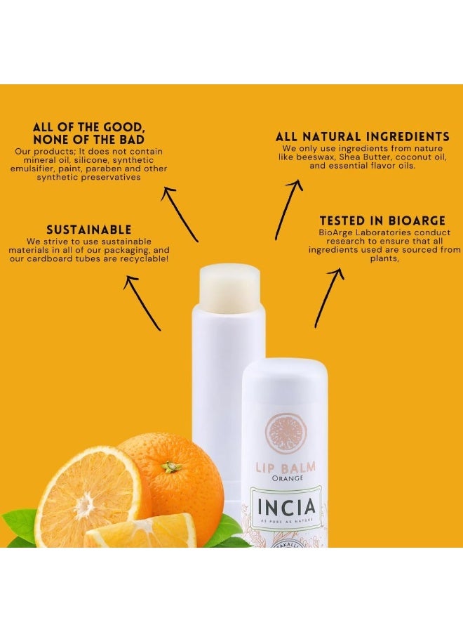INCIA 100% NATURAL LIP BALM- BERGAMOT & LEMON 6G & 100% NATURAL ADULT LIP BALM - ORANGE Bundle - Image 5