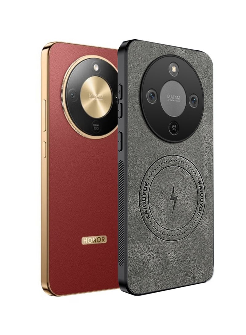 إكس ليفيل لشرف X9d المغناطيسية PU الجلد حالة الهاتف، متوافقة مع الشرف X9d الفاخرة سوبر خفيفة الهاتف الغطاء الخلفي الرمادي - Image 1