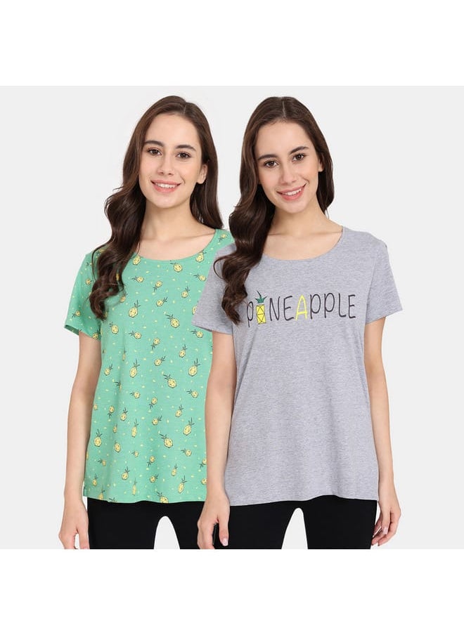 zivame Set of 2 - Zivame Printed T-shirt with Short Sleeves  - Image 1