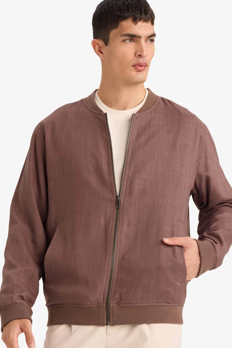ديفاكتو Linen Blend Zip-Up Jacket