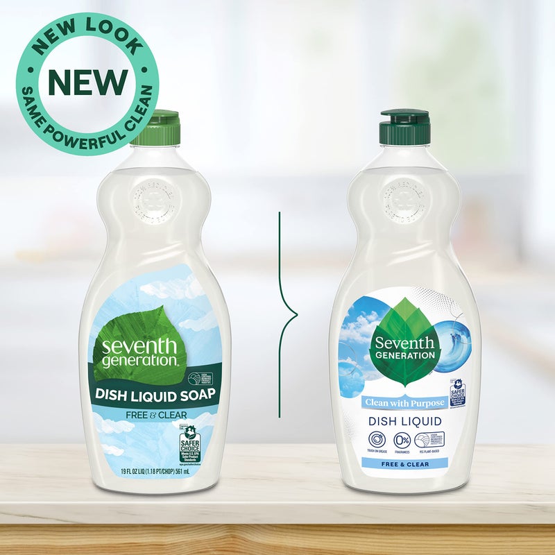 Seventh Generation Dish Liquid Soap Free & Clear liquid soap Dishwashing Soap Dish Soap for sensitive skin 19 oz - Image 2