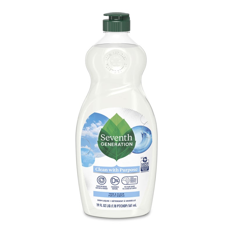 Seventh Generation Dish Liquid Soap Free & Clear liquid soap Dishwashing Soap Dish Soap for sensitive skin 19 oz - Image 1