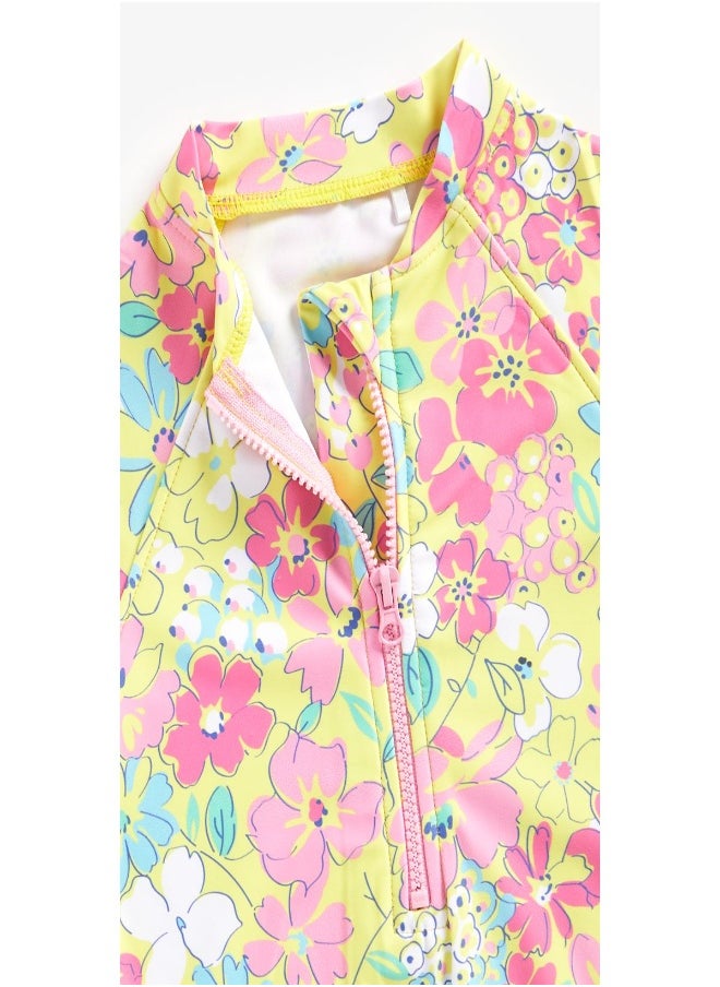 mothercare - Floral Rash Guard Swimsuit - Image 1