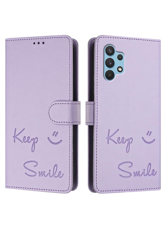 S-TOP Case For Samsung Galaxy A32 4G Smile Embossing RFID Leather Phone Case - Image 3