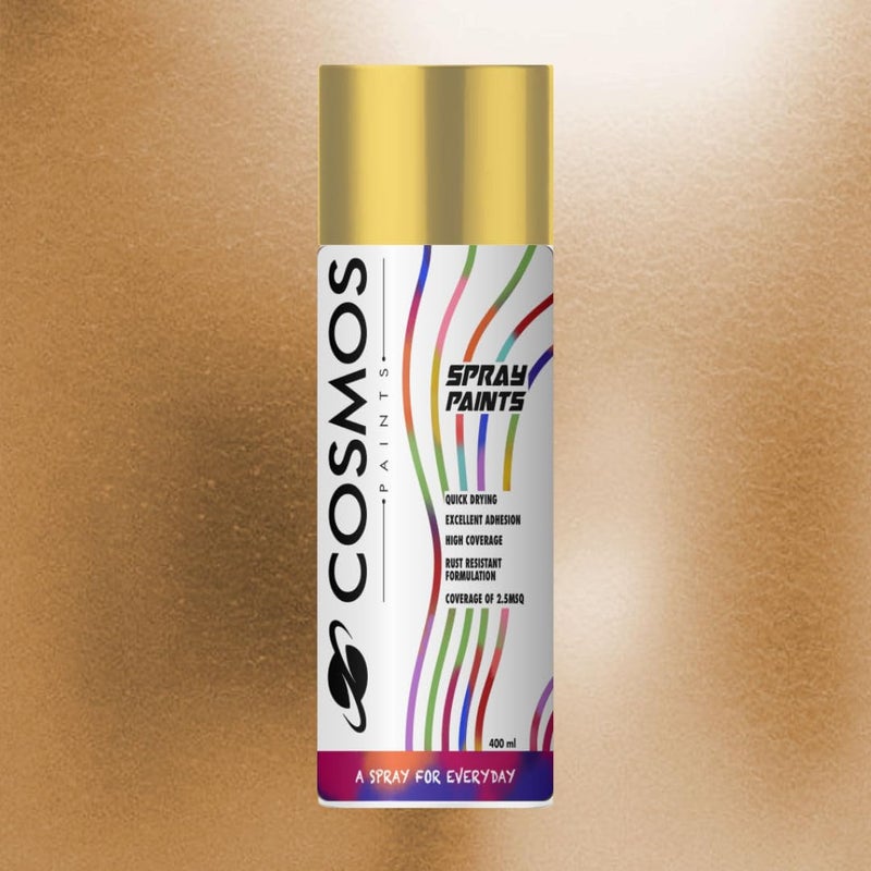 Cosmos Paints Chrome Effect 319 Bright Gold/Gold Chrome Spray Paint, Gloss Finish (400 Ml) | Quick Dry & No-Drip Wide Spray Cap System For Cars, Bikes & Metal, Wood, Plastic, Diy, Home Décor, Art & Craft - Image 5