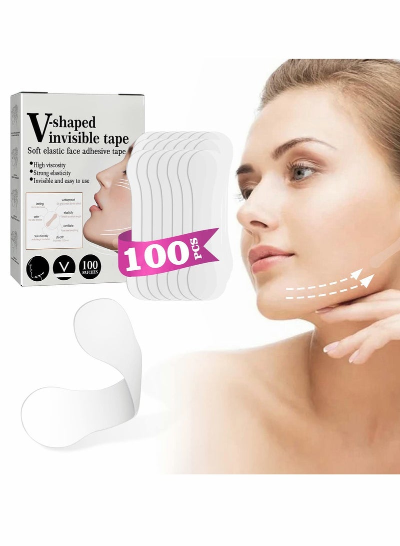 Excefore Face Lift Tape, 100 PCS V-Line Face Tape Lifting Invisible, Face Lift Tools for Reducing Double Chin, Hiding Wrinkles and Lifting Saggy Skin - Image 1