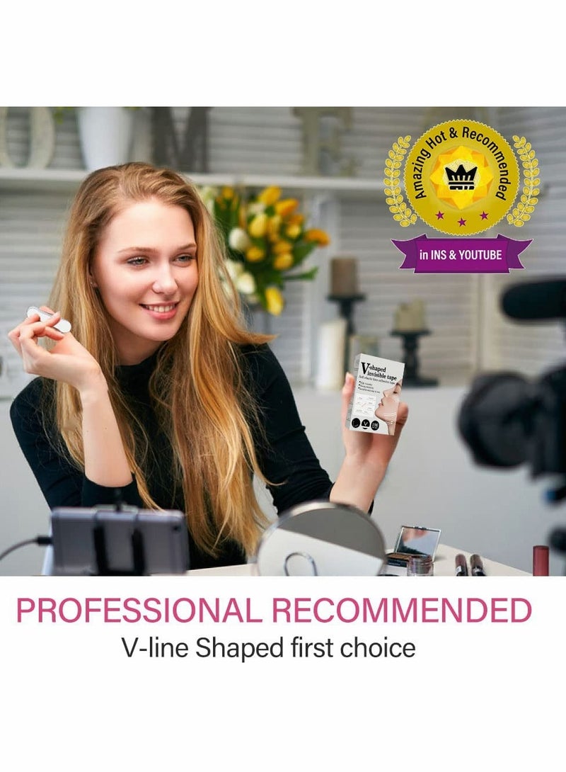 Excefore Face Lift Tape, 100 PCS V-Line Face Tape Lifting Invisible, Face Lift Tools for Reducing Double Chin, Hiding Wrinkles and Lifting Saggy Skin - Image 2