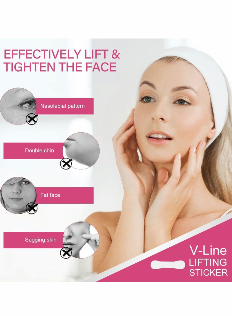 Excefore Face Lift Tape, 100 PCS V-Line Face Tape Lifting Invisible, Face Lift Tools for Reducing Double Chin, Hiding Wrinkles and Lifting Saggy Skin - Image 5